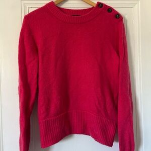 J. Crew Bright Pink Crewneck Sweater with Shoulder Buttons